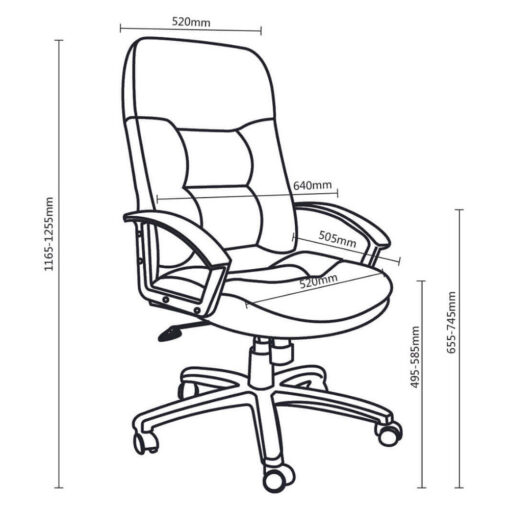 Commander Executive Office Chair Line Drawing