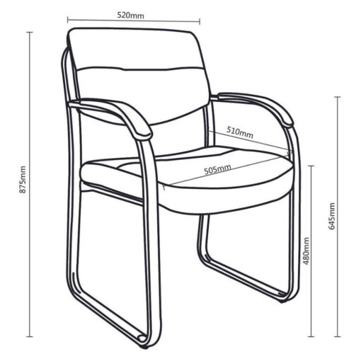 YS10B Client Visitor Chair in Black PU Line Drawing