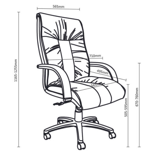 Statesman black leather executive office chair line drawing