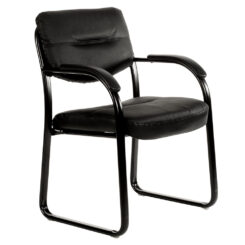 YS10B Client Visitor Chair in Black PU Sled Base