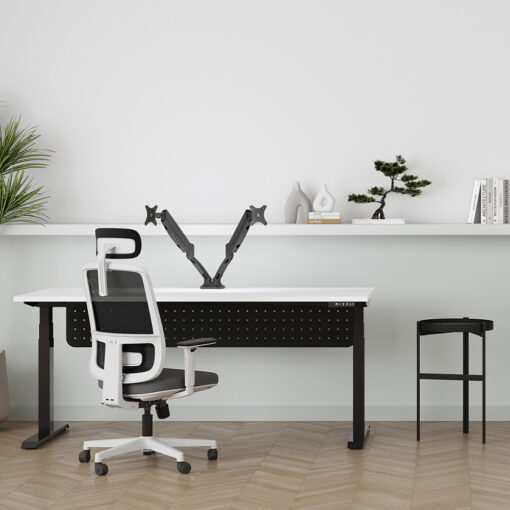 Home office setting with lotto mesh chair and nido side table