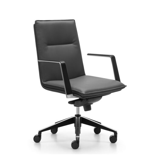 Mirage Medium Back Black Leather Meeting Chair