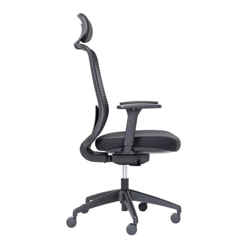 Buro Elan Chair With Arms Side On in Black with Head Rest