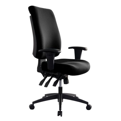 Buro Tidal High Back Chair - Black With Arms Angled From Side