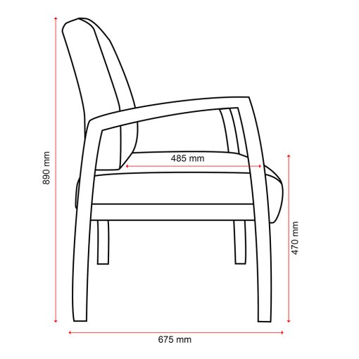 Buro Bella Guest Chair, Dimensions | From Side