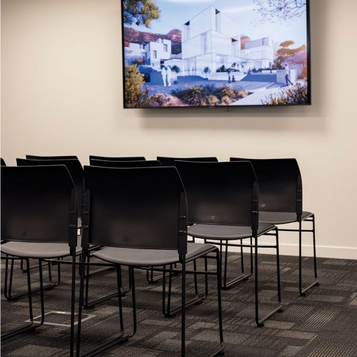 Buro Maxim Sled Chair | Black Frame, Black Seat In-Situ
