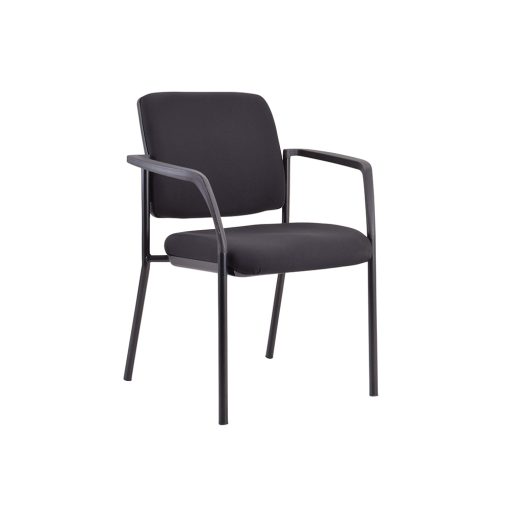 Buro Lindis 4 Leg | Black Frame, Black fabric, With Arms | Angled To Front From Side