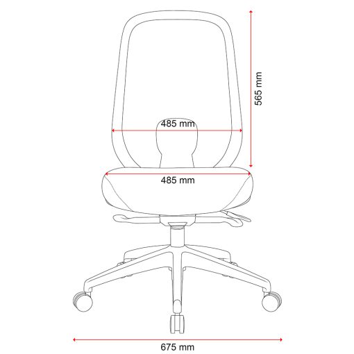 Buro Force Chair, No Arms, Dimensions | From Front