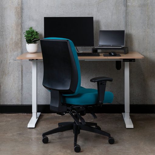 Buro Tidal Mid Back Chair - Teal With Arms Angled To Side From Back In-Situ