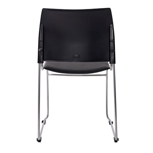Buro Maxim Sled Chair | Reflective Silver Frame, Black Seat From Back