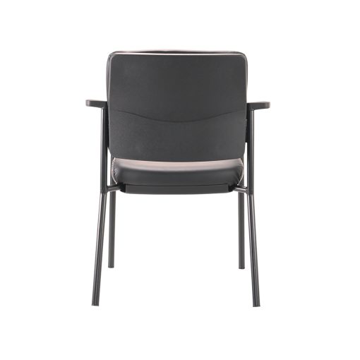 Buro Lindis 4 Leg | Black Frame, Black PU fabric, With Arms | From Back