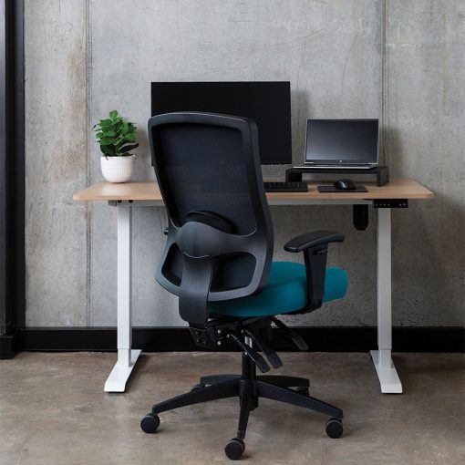 Buro Tidal Mesh Chair - Black Seat With Arms Angled To Side From Front