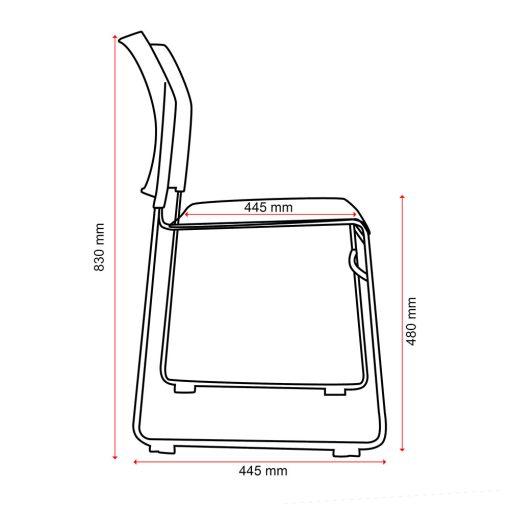 Buro Maxim Sled Chair | Dimensions From Side