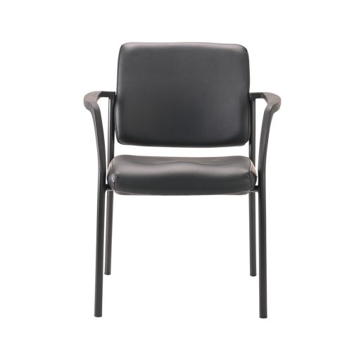 Buro Lindis 4 Leg | Black Frame, Black PU fabric, With Arms | From Front