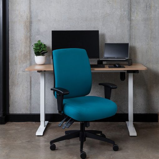 Buro Tidal Mid Back Chair - Teal With Arms Angled From Side In-Situ