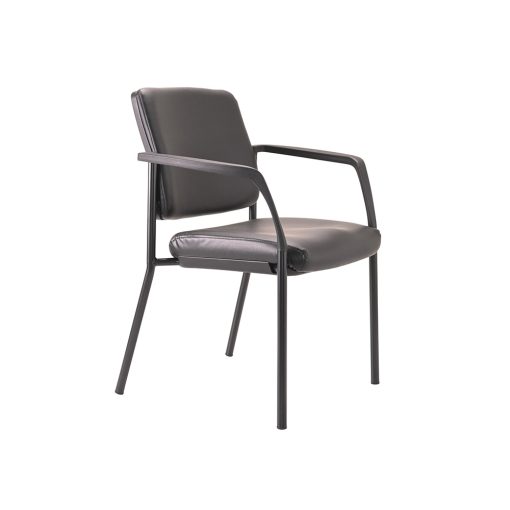 Buro Lindis 4 Leg | Black Frame, Black PU fabric, With Arms | From Side