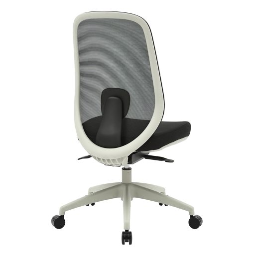 Buro Force Chair, Light Grey Frame & Black Seat, No Arms | Angled To Side From Back