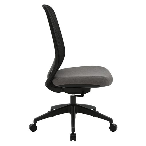 Buro Force Chair, Black Frame & Grey Seat, No Arms | From Side