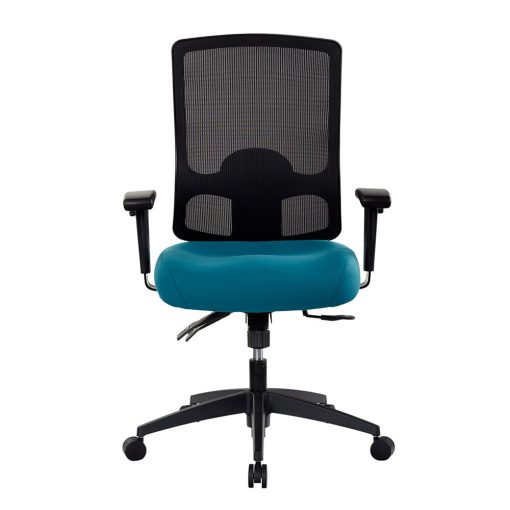 Buro Tidal Mesh Chair - Teal Seat With Arms From Front