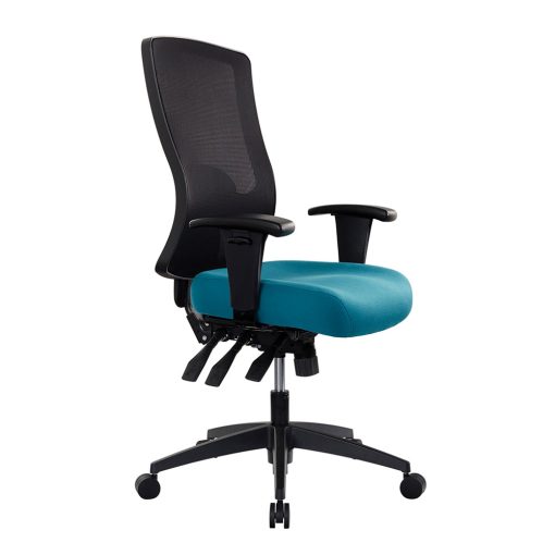 Buro Tidal Mesh Chair - Teal Seat With Arms Angled To Side From Front
