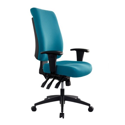 Buro Tidal High Back Chair - Teal With Arms Angled From Side