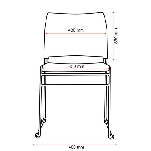 Buro Maxim Sled Chair | Measurements From Front