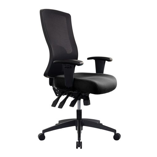 Buro Tidal Mesh Chair - Black Seat With Arms Angled To Side From Front