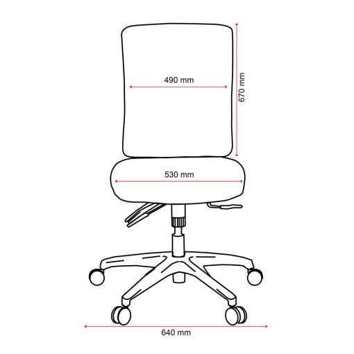 Buro Tidal Mesh Chair - Dimensions From Front