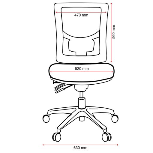224-N-153-SS Buro Metro II High Back Dimensions