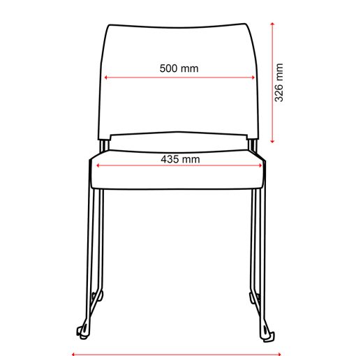 Buro Maxim Sled Chair, Mesh Back, Dimensions From Front