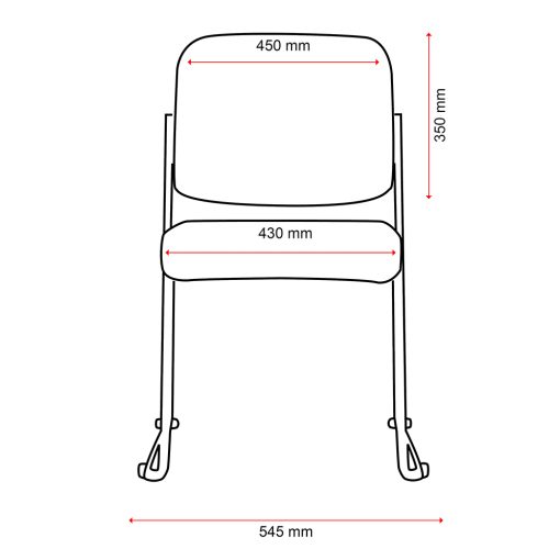 Buro Mario Sled Chair, Dimensions | From Front