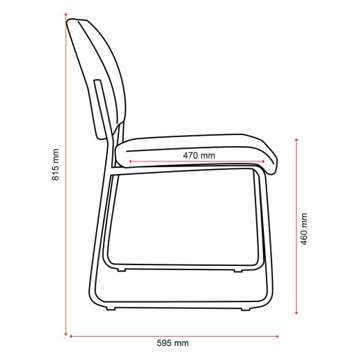 Buro Mario Sled Chair, Dimensions | From Side