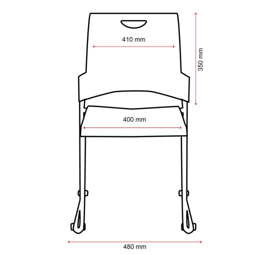 Buro Pronto Sled Chair | Dimensions From Front