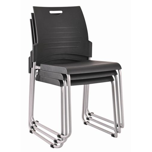 Buro Pronto Sled Chair | Stacked | Angled To Side From Front
