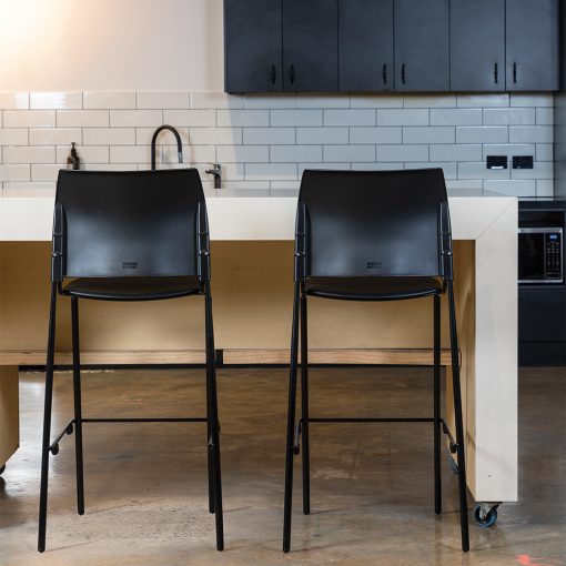 Buro Maxim Barstool, 4 legs, Black Frame | In-Situ From Back