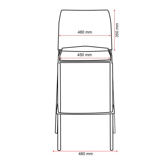 Buro Maxim Barstool, 4 legs, Dimensions | From Front