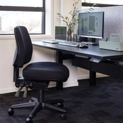 Buro Roma 3 Lever Mid Back Chair, No Arms, Black Fabric | In-Situ
