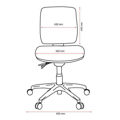 Buro Roma 3 Lever Mid Back Chair, No Arms | Dimensions From Front