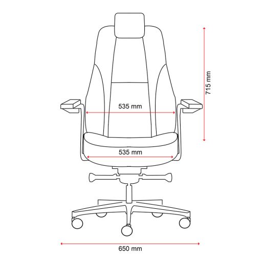 Buro Maverick 24/7 Controller Chair, Dimensions | From Front