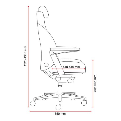Buro Maverick 24/7 Controller Chair, Dimensions | From Side