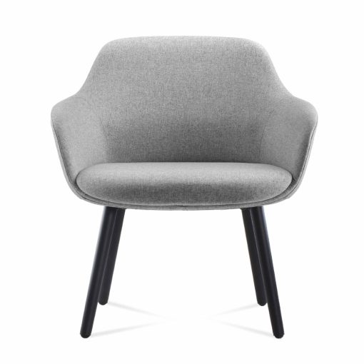 Aspen Lounge Chair, Light Grey Fabric, 4-Leg | From Front