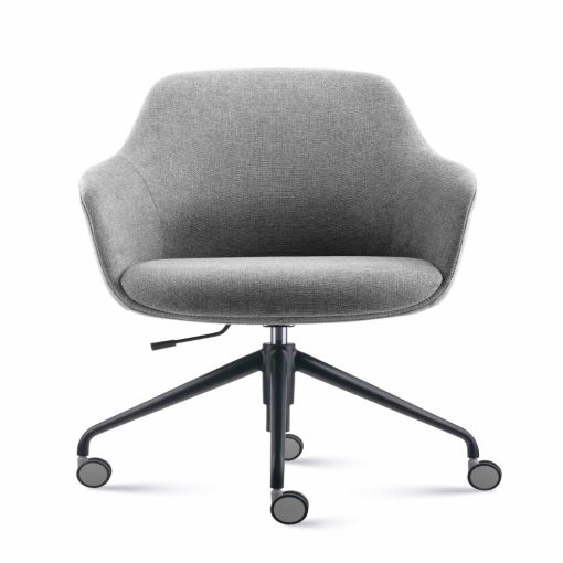 Aspen Lounge Chair, Light Grey Fabric, Swivel | From Front
