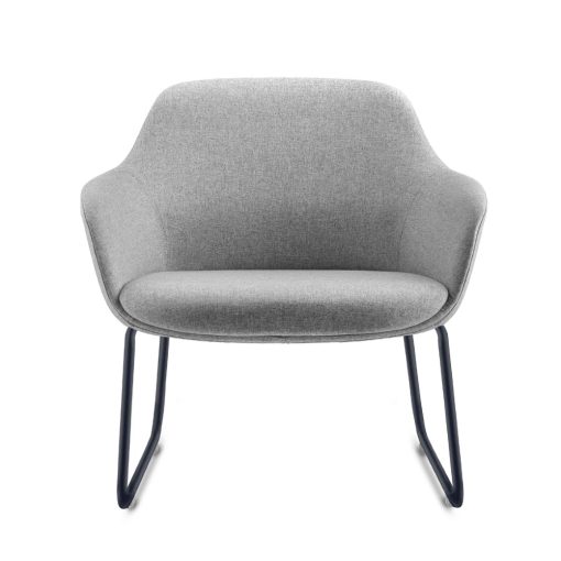 Aspen Lounge Chair, Light Grey Fabric, Sled | From Front