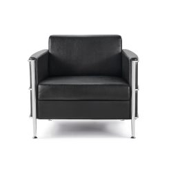 Eclipse Lounge Chair, Black PU, 1 Seater | From Front