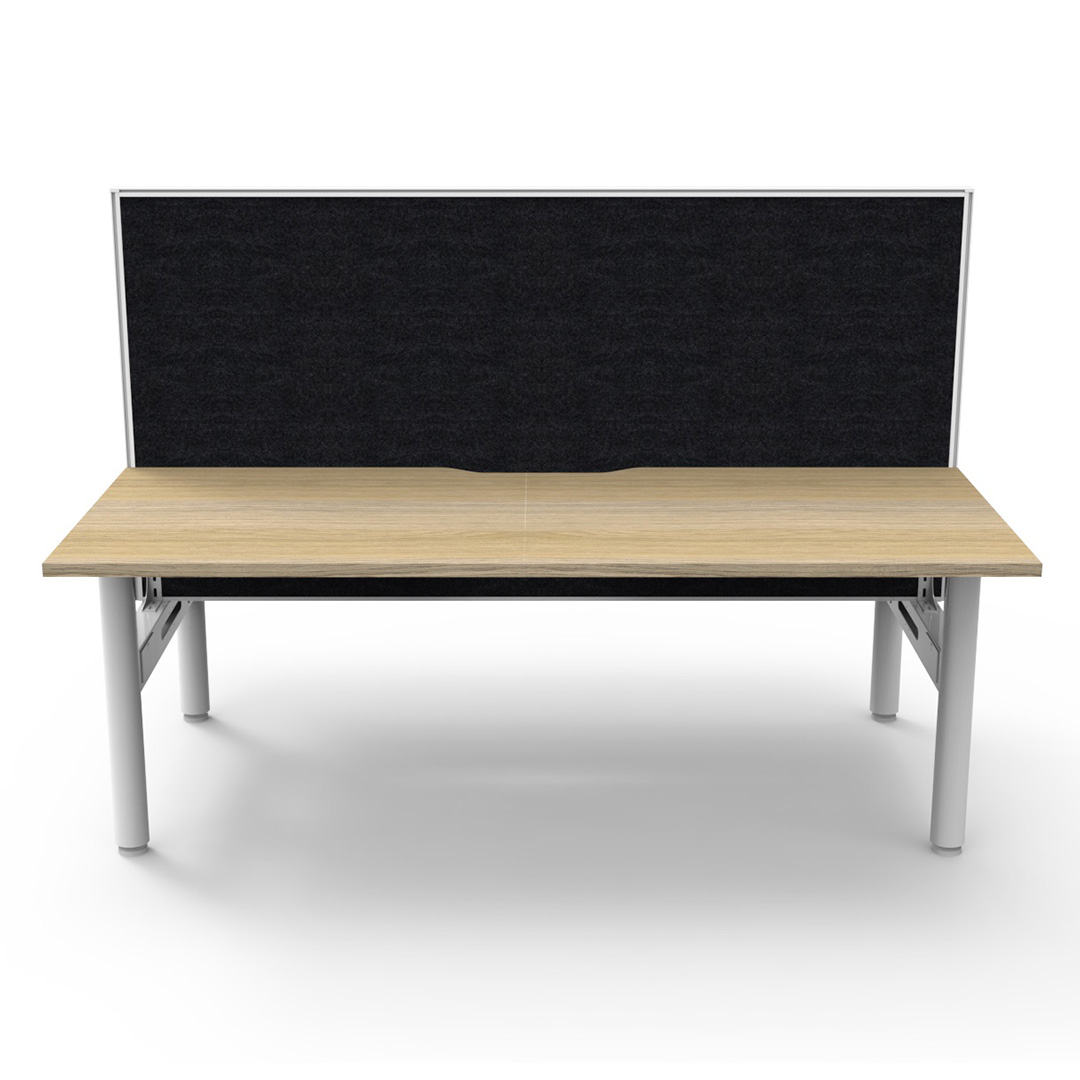 Halo Static Back To Back Workstation With Screen And Without Cable Tray Angled To Front