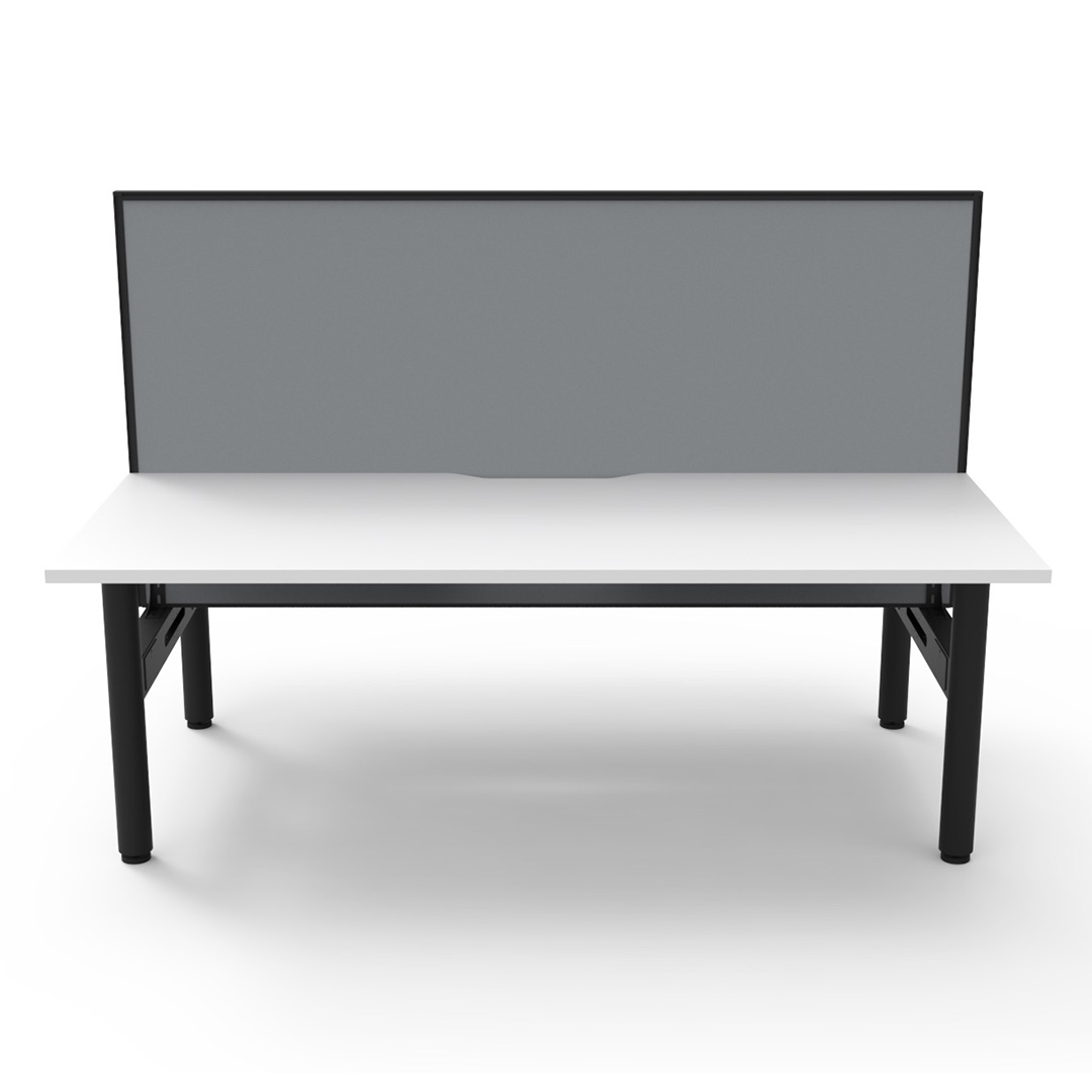 Halo Static Back To Back Workstation With Screen And Without Cable Tray Angled To Front