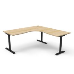 Halo Static Corner Workstation Oak Top And Black Base