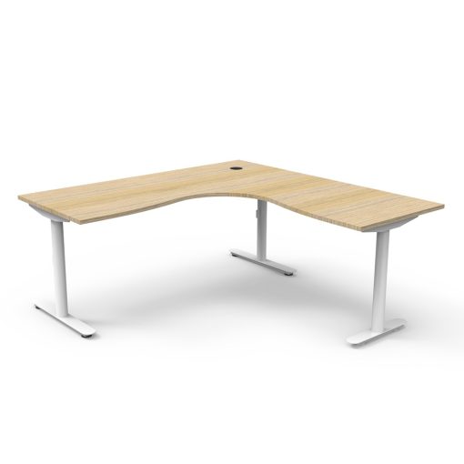 Halo Static Corner Workstation Oak Top And White Base