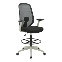 Buro Force Drafting Chair Black Fabric, Light Grey Frame Angled To From Side