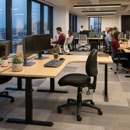 Mondo Java Mid Back Chair In-Situ At A Sit Stand Desk